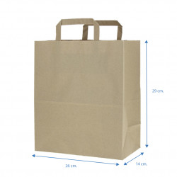 BOLSAS DE PAPEL KRAFT RECICLADO ASAS PLANAS 26X14X29CM
