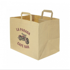 Bolsa Papel Kraft fondo ancho asa plana (32+21x25cm)
