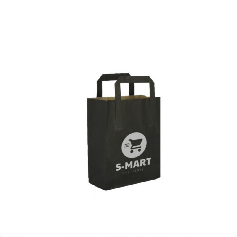 Bolsa de Papel Mini Negra (18+9x22cm) 