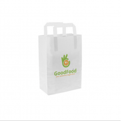 Saco de papel branco com alça plana (20+10x28cm) Personalizado