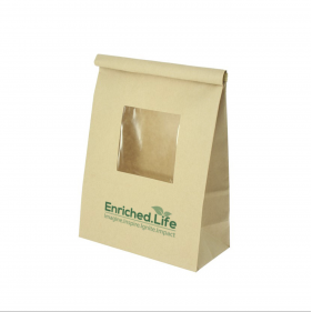 Bolsa Papel Kraft con ventana y cierre hermético (15 + 7 x 23cm)