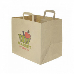 Sacolas de papel kraft de fundo largo e alto (32+21x33cm) Personalizadas