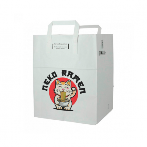 Saco de papel branco com alças (26+20x32cm) Personalizado