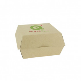 Cajas de cartón kraft para hamburguesas pequeñas Personalizadas 1 Tinta