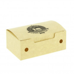 Cajas para fritos pequeñas kraft con ventilación (11,5x7,2x4,3cm) Personalizado 1 Tinta