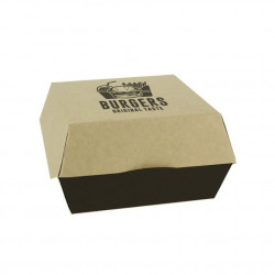 Cajas para hamburguesas XXL cartón negro kraft Personalizada 1 tinta