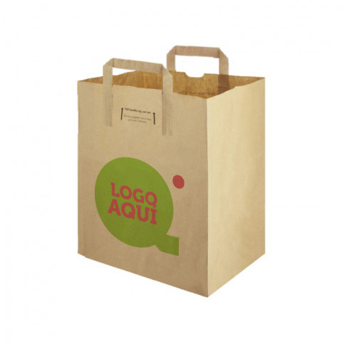 Bolsa Papel Kraft con asas (26+20x32cm) Personalizada