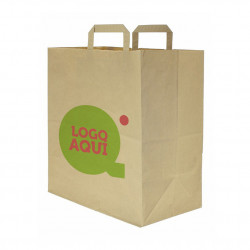 Saco de Papel Kraft com Alça Plana (32+17x34cm) Personalizado