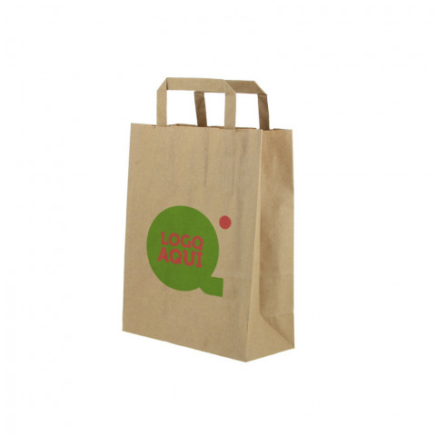 Bolsa Papel kraft reciclada con asas (20+10x28cm) Personalizada