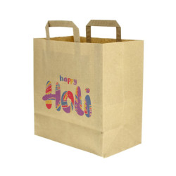 Saco de Papel Kraft com Alça Plana (26+14x29cm) Personalizado
