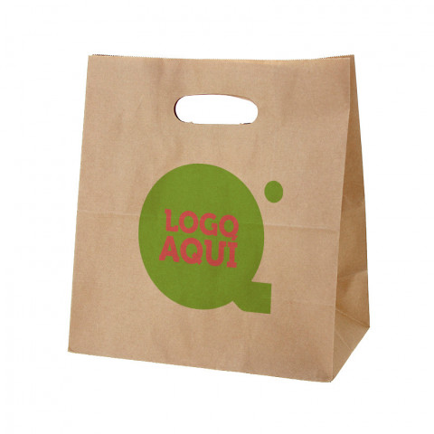 Bolsa Papel Kraft con asa troquelada (26+14x28,5 cm) Personalizada