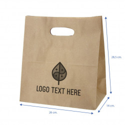 Bolsa Papel Kraft con asa troquelada (26+14x28,5 cm) Personalizada