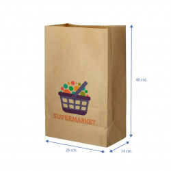 Bolsa Papel Kraft Grande Sin Asas (26+14x40cm) Personalizada