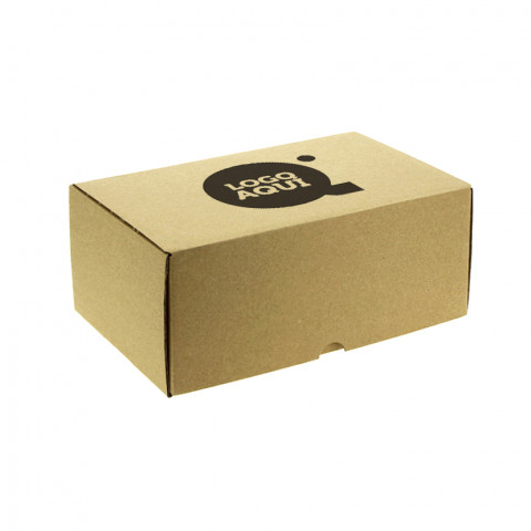 Caixa de cartão kraft microcanal para hambúrguer alto e fritos (23x15x10,5 cm) Personalizada