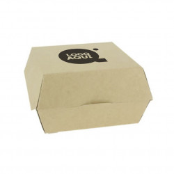 Caja para hamburguesa grande de cartón kraft (12x12cm) Personalizada 1 Tinta