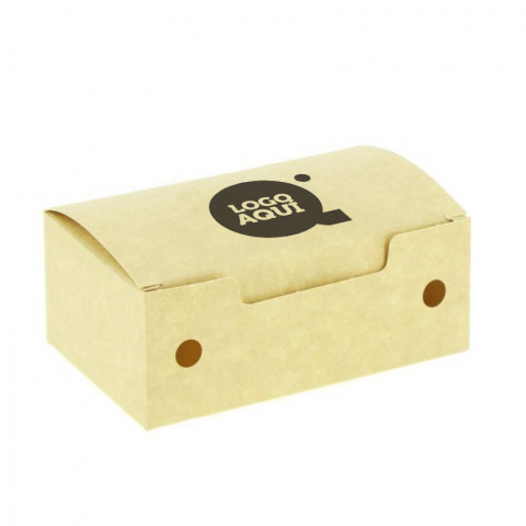 Cajas para fritos pequeñas kraft con ventilación (11,5x7,2x4,3cm) Personalizado 1 Tinta