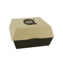 Cajas para hamburguesas XXL cartón negro kraft Personalizada 1 tinta