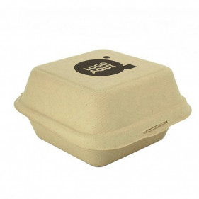 Cajas para hamburguesas fibra kraft (10x10x8cm) Personalizada 1 tinta