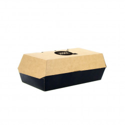 Caja Menú Hamburguesa y Complemento Negra (20x10x8cm) Personalizada 1 Tinta 