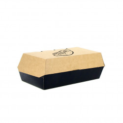 Caja Menú Hamburguesa y Complemento Negra (20x10x8cm) Personalizada 1 Tinta 