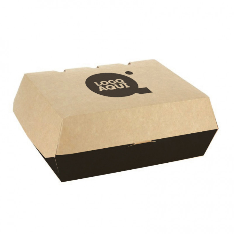 Caixa de menu de cartão preto kraft laminado anti-gordura Personalizada 1 Tinta