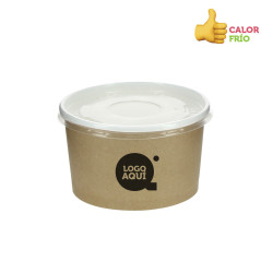 Tarrina de cartón deco kraft con tapa PP (473cc) Personalizada 1 Tinta