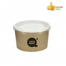 Tarrina de cartón deco kraft con tapa (473cc) Personalizada 1 Tinta