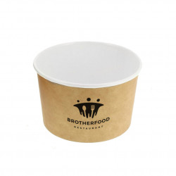 Tarrina de cartón deco kraft con tapa PP (473cc) Personalizada 1 Tinta