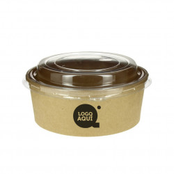 Ensaladera Cartón Kraft Con Tapa PET 550ml Personalizada 1 Tinta