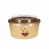 Ensaladera bowl poke de cartón kraft con tapa PET (750cc) Personalizada 1 Tinta