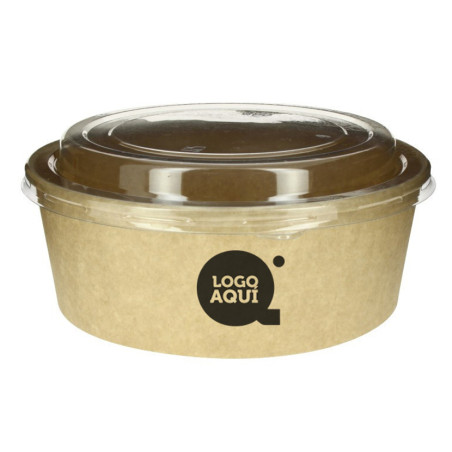 Ensaladera de cartón kraft con tapa PET (1200cc) Personalizada 1 Tinta
