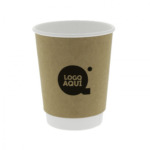 Vasos para café doble capa cartón kraft Personalizados 1 tinta