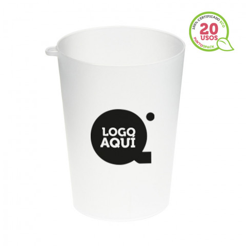 Vaso Frozen ECO reutilizable con argolla para sidra y media pinta 500 ml (9Ø x 11,8cm) Personalizado 1 Tinta