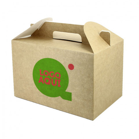 Mala de Cartão Kraft Picnic Média (22,5x14,5x15cm) Personalizada