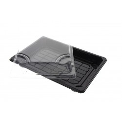 Bandejas sushi PS reciclable con tapa antivaho (16x11cm) | PuntoQpack