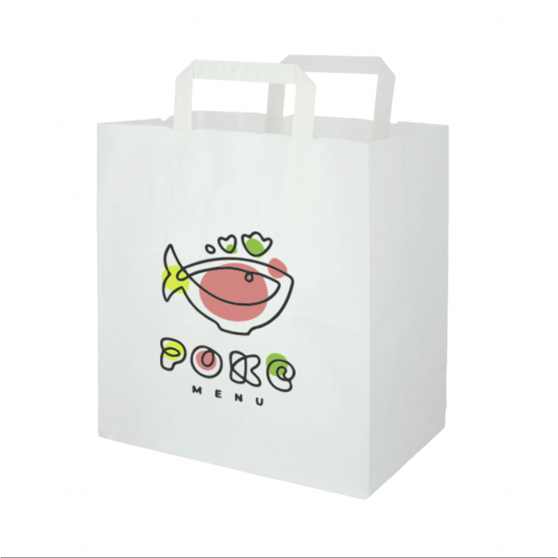 Bolsa Papel Blanco Asa Plana (26+14x29 cm)