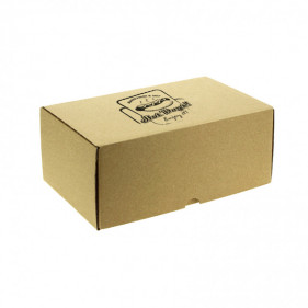 Caja de cartón kraft microcanal para hamburguesa alta y fritos (23x15x10,5 cm) Personalizada