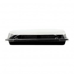 Bandejas sushi PS reciclable con tapa antivaho (21x14cm) | PuntoQpack