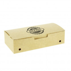 Caja para fritos grande automontable negro kraft (20x10x5cm) Personalizado 