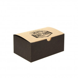 Caja para fritos negra kraft mediana y automontable (18x11x8cm) Personalizada