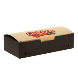 Caja para fritos grande automontable negro kraft (20x10x5cm) Personalizado 