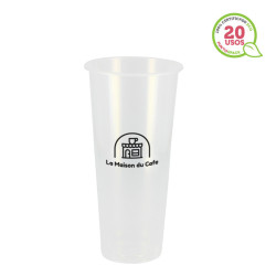 Vasos reutilizables PP para bubble tea 650ml Personalizado 1 tinta