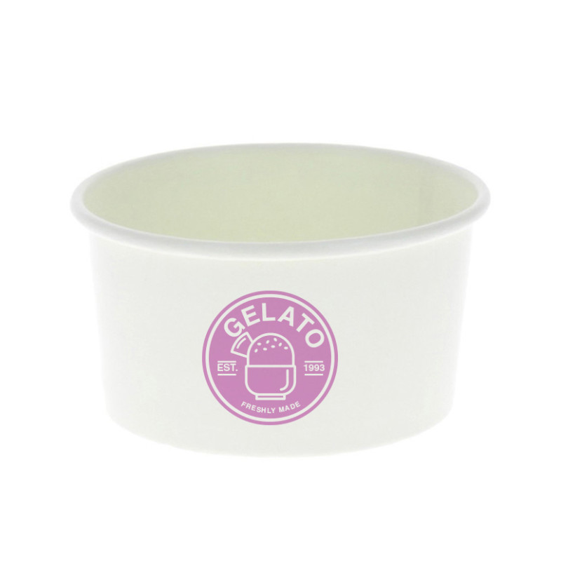 Pote para sorvetes branco 180ml Personalizado 1 Tinta