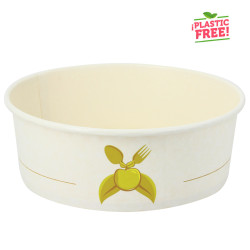 Ensaladera Cartón Blanco Plastic Free 1100 cc Impresa 1 a 4 colores