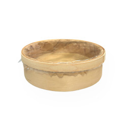 Molde redondo de madera y papel de hornear mediano con tapa (13Øx5cm)