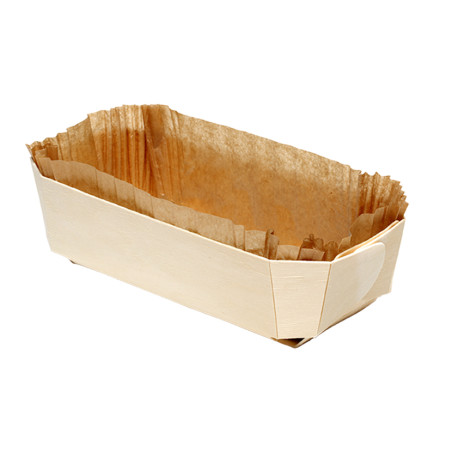 Molde retangular de madeira e papel de assar grande (25x11,5x7cm)