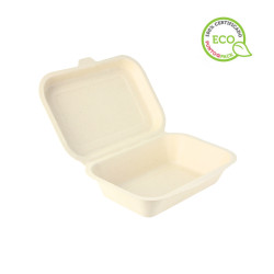 Envase de fibra kraft rectangulares con tapa (450cc)