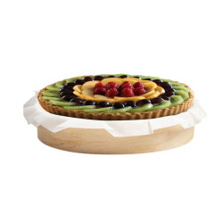 Molde redondo de madera y papel de hornear para tartas medianas (20Øx3,7cm)