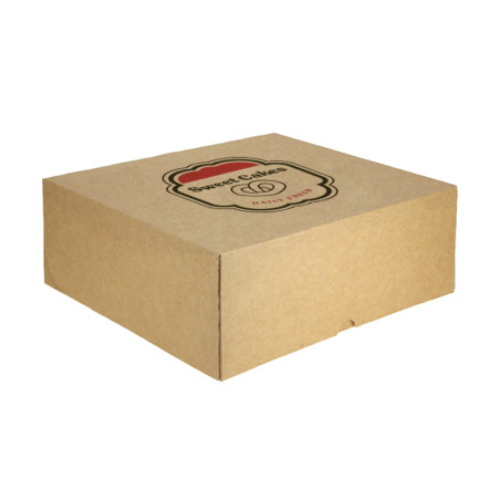 Caja tarta y roscón kraft con apertura frontal (28x28x10 cm) Personalizado 1 cara color