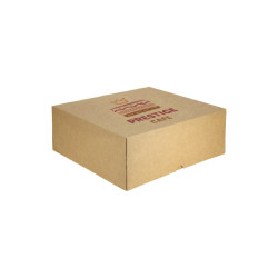 Caja tarta y roscón kraft con apertura frontal (20x20x10 cm) Personalizado 1 cara color